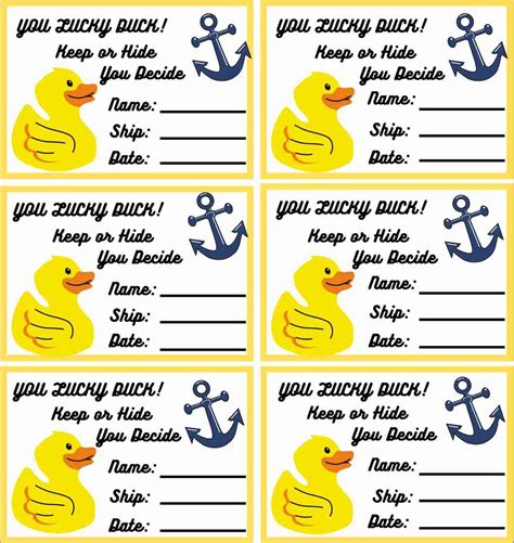 Cruising Duck Tag Template